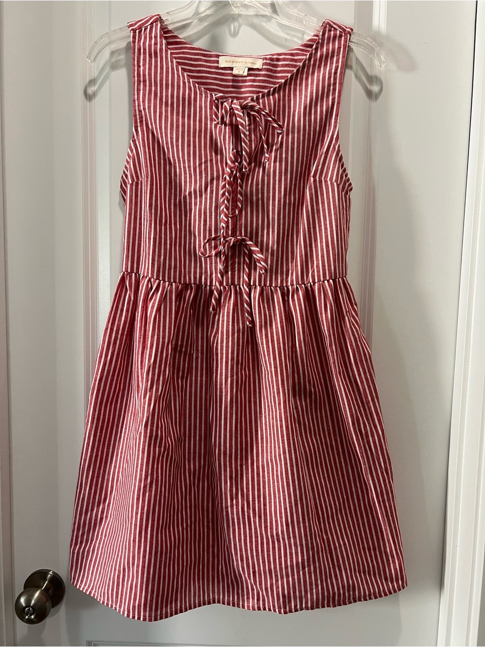 Red Stripe Tie-Front Mini Dress